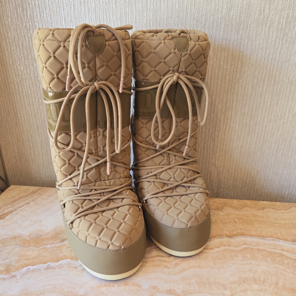 Moon Boot Tall Icon Quilt Boot Caramel Moon Boot Quilted Snow Boot - Picture 17 of 17